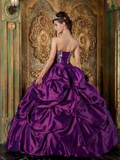 Strapless Purple Embroidered Quinceanera Gown With Shawl