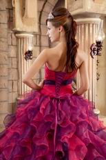 Cascade Fuchsia And Purple Skirt Quinceanera Strapless Dress