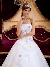 Cute Quinceanera Dress With Colorful Butterflys Design Decorate