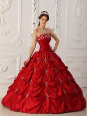 Wine Red Embroidery Young Women Quinceanera Strapless Dress