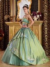 Strapless Appliques Celadon Green Adult Ceremony Dress