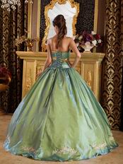 Strapless Appliques Celadon Green Adult Ceremony Dress