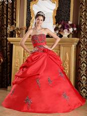 Crimson Red Embroidered Coming-of-age Ceremony Dress