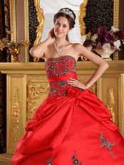 Crimson Red Embroidered Coming-of-age Ceremony Dress