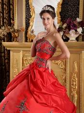 Crimson Red Embroidered Coming-of-age Ceremony Dress