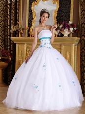 Strapless White Tulle Elegant Adult Ceremony Ball Gown