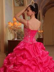 Spaghetti Straps Hot Pink 2014 Embroidery Quinceanera Dress