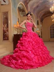 Spaghetti Straps Hot Pink 2014 Embroidery Quinceanera Dress