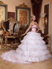 Detachable Train Design Cascade Skirt White Quinceanera Dress