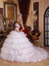 Detachable Train Design Cascade Skirt White Quinceanera Dress