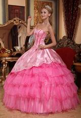 Pink Sweetheart Puffy Cascade Skirt Quinceanera Dress Oregon