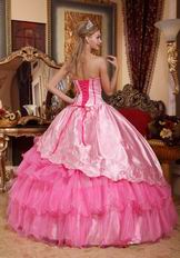 Pink Sweetheart Puffy Cascade Skirt Quinceanera Dress Oregon