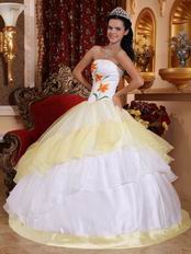 White Embroideried Flower Lovely Quinceanera Dress Gowns