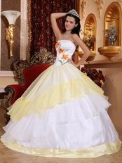 White Embroideried Flower Lovely Quinceanera Dress Gowns