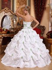 Strapless White Quinceanera Dress With Spring Green Pick-up Skirt