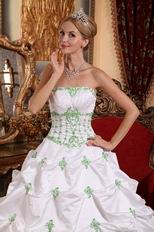 Strapless White Quinceanera Dress With Spring Green Pick-up Skirt