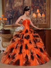 Orange and Black Ruffles Skirt Girls In Quinceanera Dress