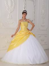 Strapless Beaded A-line Floor Length Daffodil Dress To Quinceanera