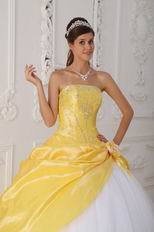 Strapless Beaded A-line Floor Length Daffodil Dress To Quinceanera