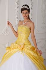 Strapless Beaded A-line Floor Length Daffodil Dress To Quinceanera