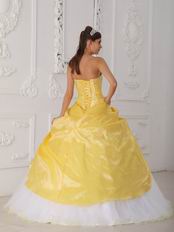 Strapless Beaded A-line Floor Length Daffodil Dress To Quinceanera