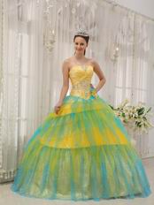 Colorful Yellow And Aqua Sequin Lovely Girls Birthday Dress