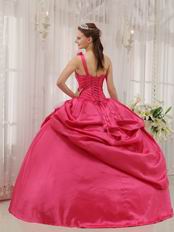 Fuchsia 2014 Top Quinceanera Dress With One Shoulder Skirt