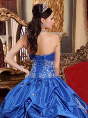 Cerulean Blue Color Floor Length Ball Dress Military Party