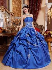 Cerulean Blue Color Floor Length Ball Dress Military Party