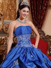 Cerulean Blue Color Floor Length Ball Dress Military Party