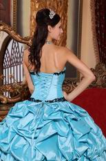 Light Sky Blue Quinceanera Dress With Black Applique