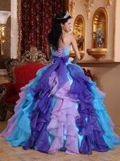 Strapless Colorful Puffy Skirt Custom Made Quinceanera Dress