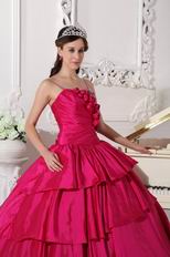 Floor Length Deep Rose Pink Ball Dress In New Jersy