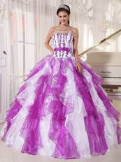 Purple And White Ombre Color Organza Fabric Quinceanera Dress Cheap