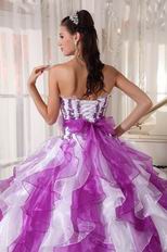 Purple And White Ombre Color Organza Fabric Quinceanera Dress Cheap