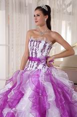 Purple And White Ombre Color Organza Fabric Quinceanera Dress Cheap