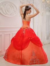 Strapless Puffy A Skirt Quinceanera Dress In Orange Red