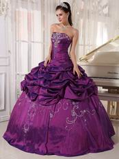 Strapless Embroidery Dark Magenta Quinceanera Season Dress