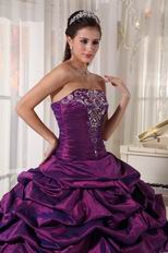 Strapless Embroidery Dark Magenta Quinceanera Season Dress