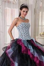 Diagonal Multi-color Layers Skirt Ebay Quinceanera Dress