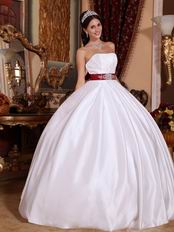 Wine Red Bowknot Design Simple White Quinceanera Dress