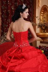 Crimson Sweetheart Neck Quinceanera Dress 2014 Style