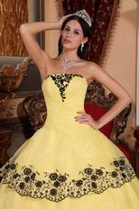 Moon Yellow Lace Cascade Layers Skirt Quinceanera Gown