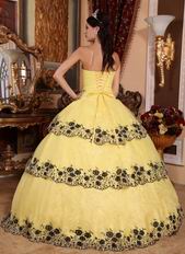 Moon Yellow Lace Cascade Layers Skirt Quinceanera Gown