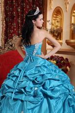 Teal Blue Strapless Appliqued Dress Quinceanera Gown