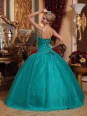 Puffy Jade Quinceanera Dress With Floor Length Skirt