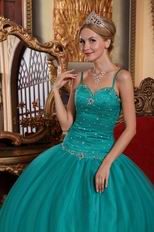 Puffy Jade Quinceanera Dress With Floor Length Skirt