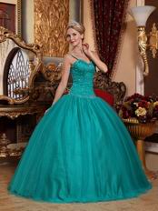 Puffy Jade Quinceanera Dress With Floor Length Skirt