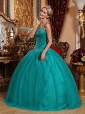 Puffy Jade Quinceanera Dress With Floor Length Skirt