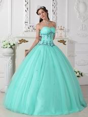 Sweetheart Pale Turquoise Beautiful Winter Quinceanera Dress